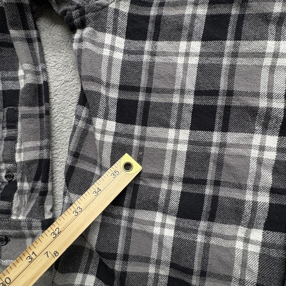 Eddie Bauer Shirt Mens Medium Gray Black White Plaid Flannel Long Sleeve Outdoor - Picture 5 of 7